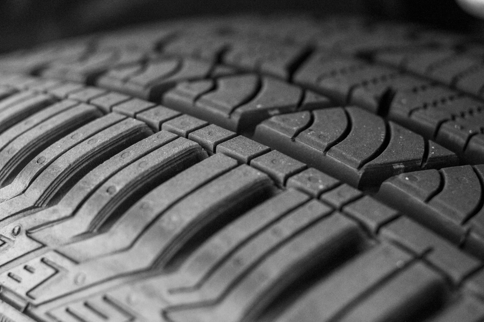 Detailed close-up of tire tread pattern